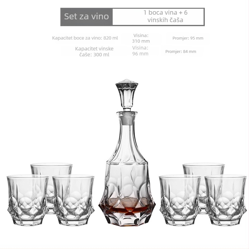 Set čaša za whisky u europskom stilu od debelog kristalnog stakla, luksuzni zatvoreni dizajn boce, kućna uporaba