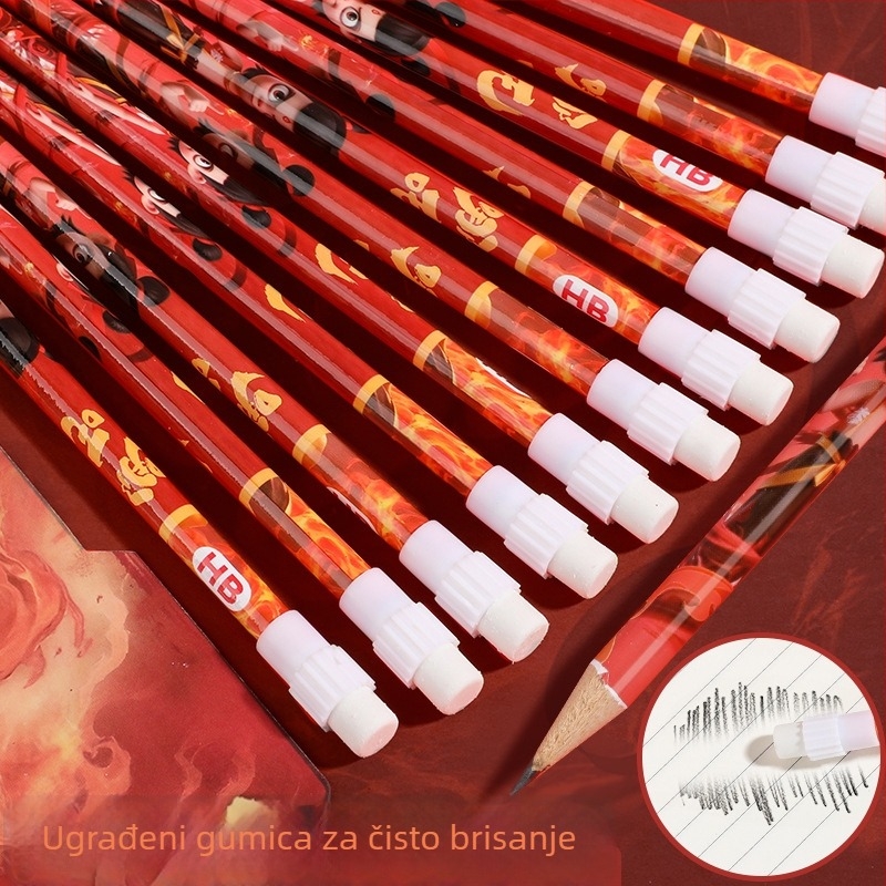 HB okrugle drvene olovke – set za početnike, crtani dizajn za djecu, osnovna škola