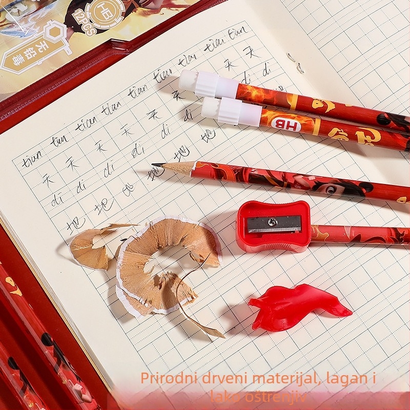 HB okrugle drvene olovke – set za početnike, crtani dizajn za djecu, osnovna škola