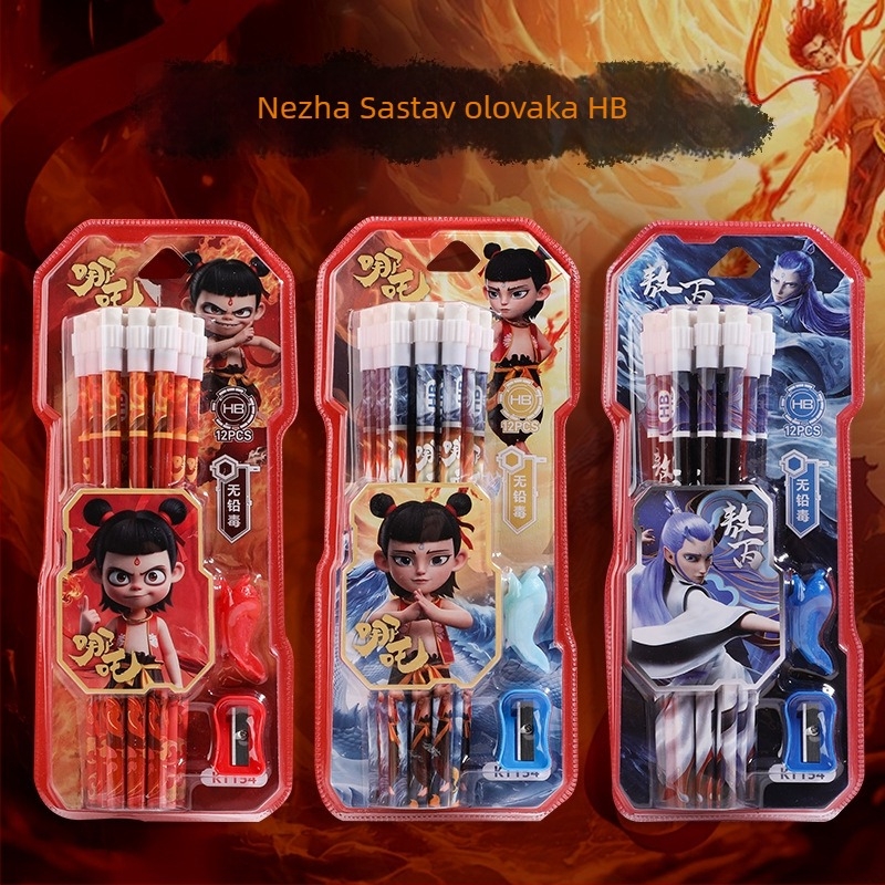 HB okrugle drvene olovke – set za početnike, crtani dizajn za djecu, osnovna škola