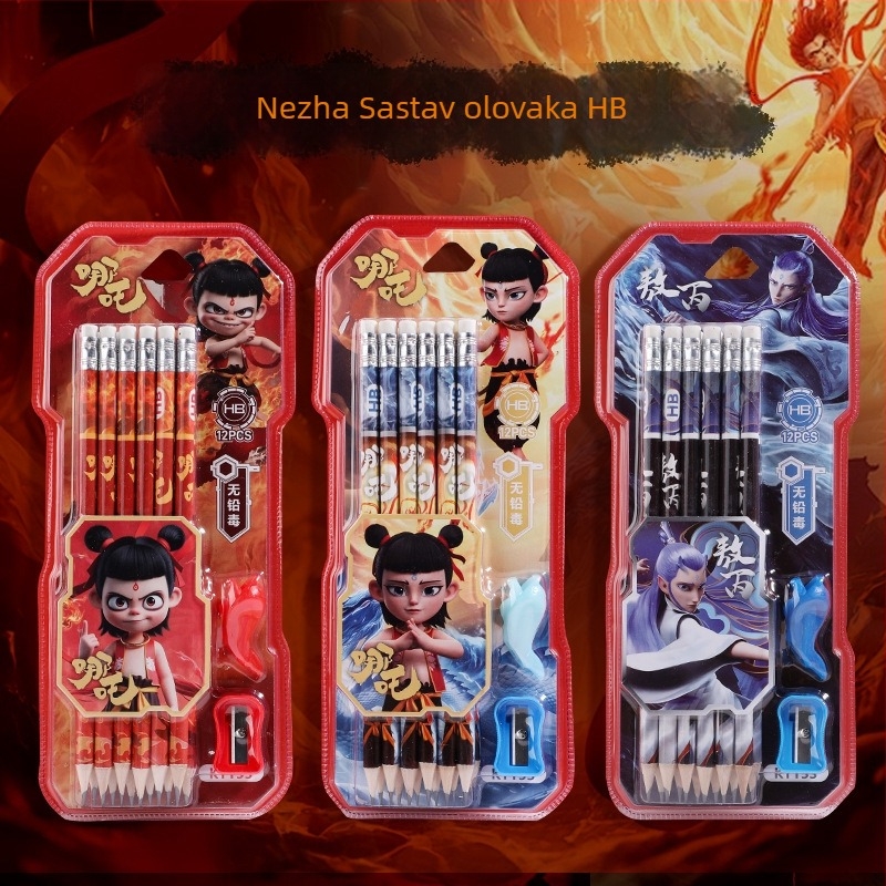 HB okrugle drvene olovke – set za početnike, crtani dizajn za djecu, osnovna škola