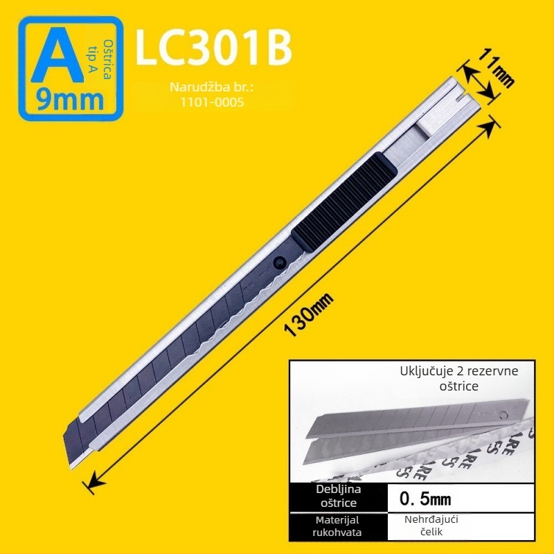 Tajima višenamjenski nož s 9 mm automatskim zaključavanjem, ABS ručka – modeli LC305P/LC301B/LC303B