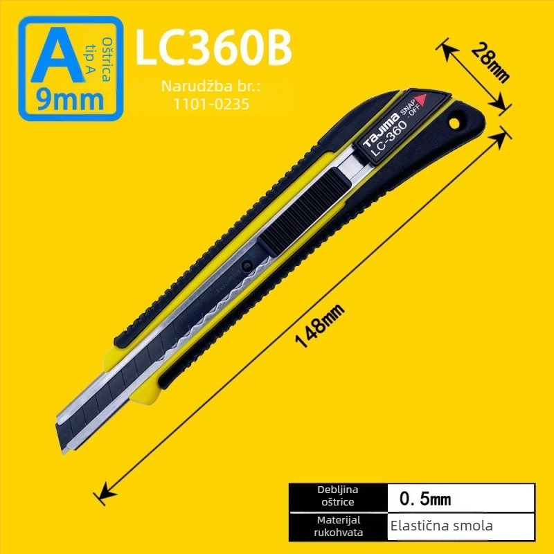 Tajima višenamjenski nož s 9 mm automatskim zaključavanjem, ABS ručka – modeli LC305P/LC301B/LC303B