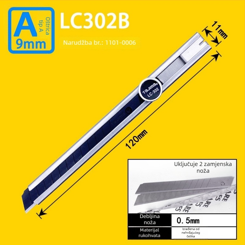 Tajima višenamjenski nož s 9 mm automatskim zaključavanjem, ABS ručka – modeli LC305P/LC301B/LC303B