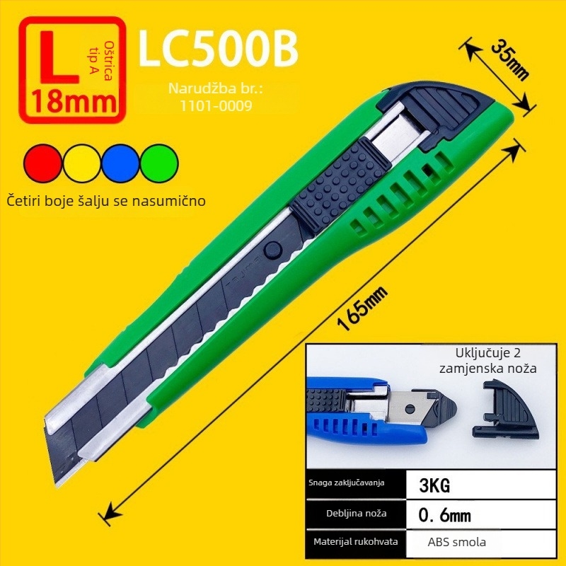 Tajima višenamjenski nož s 9 mm automatskim zaključavanjem, ABS ručka – modeli LC305P/LC301B/LC303B