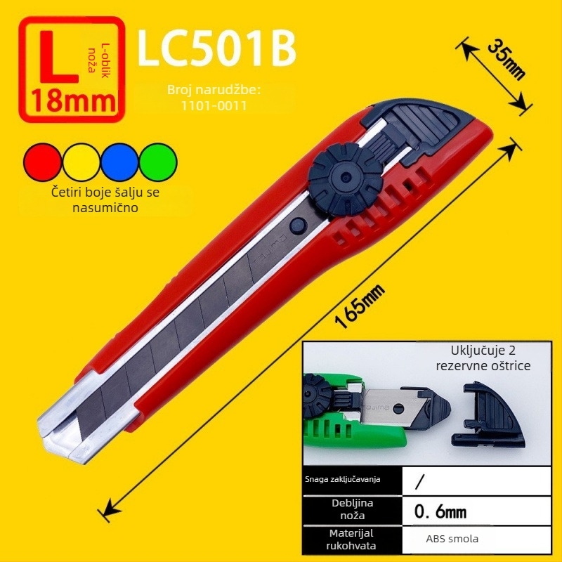 Tajima višenamjenski nož s 9 mm automatskim zaključavanjem, ABS ručka – modeli LC305P/LC301B/LC303B