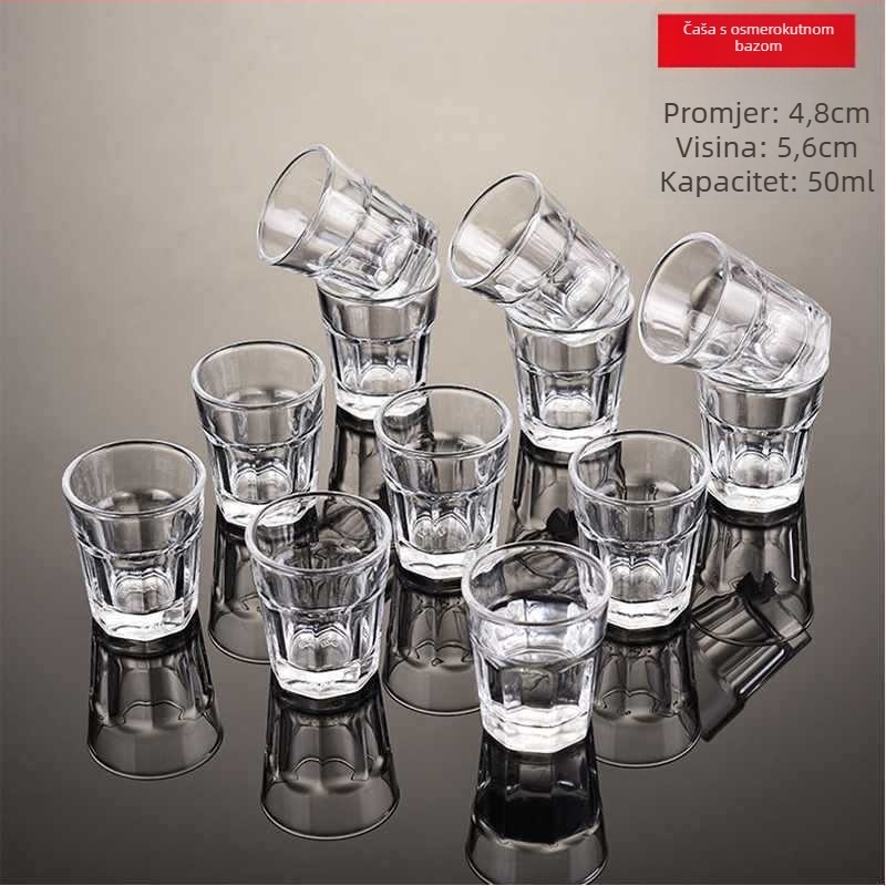 Set čašica za žestoka pića od običnog stakla, kapacitet preko 1000 ml, više od 10 komada, jednostavan stil
