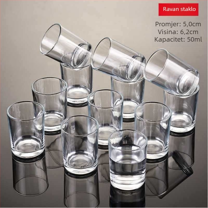 Set čašica za žestoka pića od običnog stakla, kapacitet preko 1000 ml, više od 10 komada, jednostavan stil