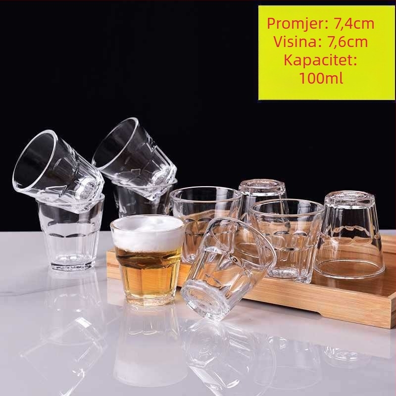 Set čašica za žestoka pića od običnog stakla, kapacitet preko 1000 ml, više od 10 komada, jednostavan stil