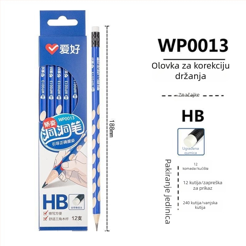 Love drvena olovka za početnike — bez olova, tvrdoća 2B/HB, kaligrafija za djecu