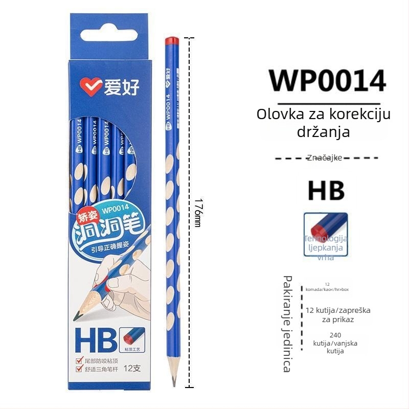 Love drvena olovka za početnike — bez olova, tvrdoća 2B/HB, kaligrafija za djecu