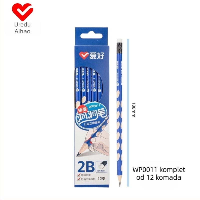 Love drvena olovka za početnike — bez olova, tvrdoća 2B/HB, kaligrafija za djecu