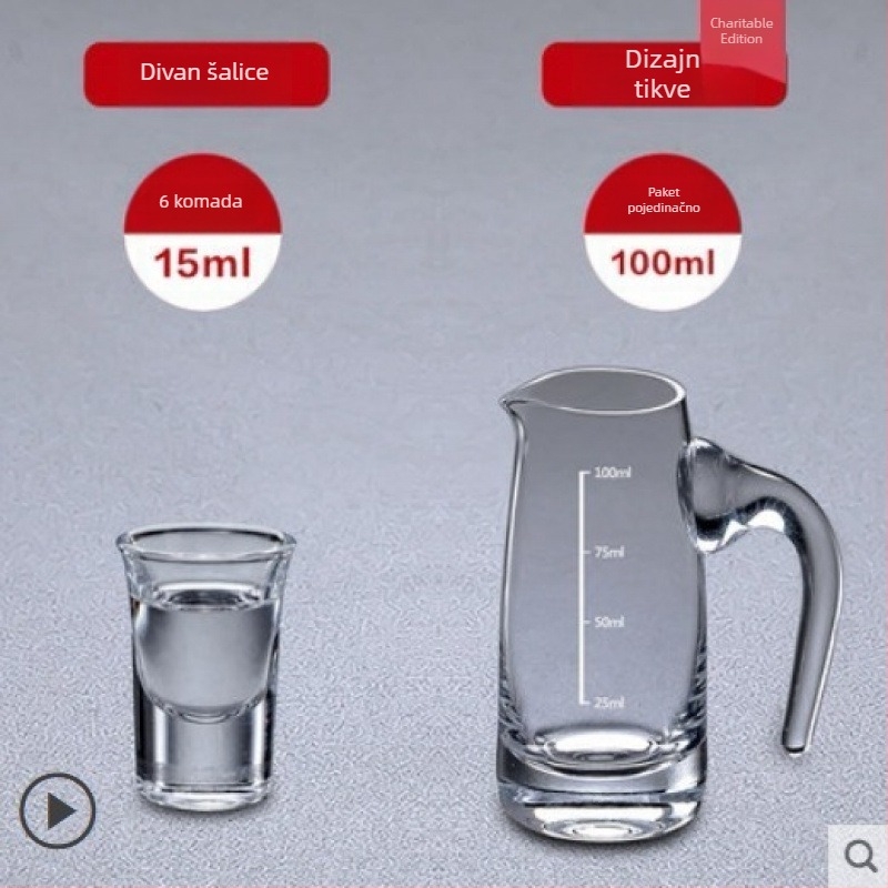 Dekanter za liker od bezolovnatog kristalnog stakla sa mjernom skalom – set čaša za kućnu upotrebu, stil: novi kineski stil