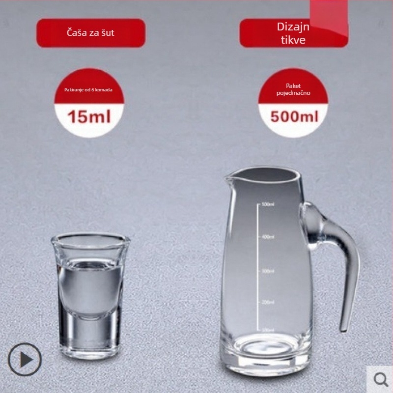 Dekanter za liker od bezolovnatog kristalnog stakla sa mjernom skalom – set čaša za kućnu upotrebu, stil: novi kineski stil