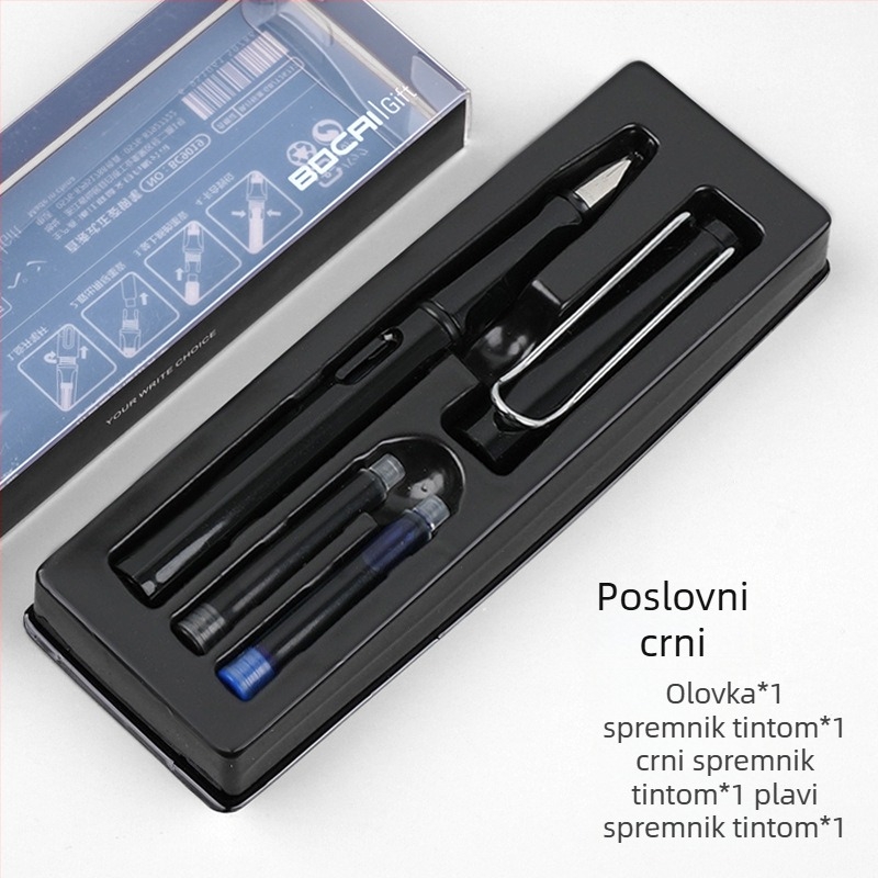 Bočai BC9019 set pisaća u poklon kutiji — za učenike osnovne škole, iridijsko pero, sustav tinte s rotacijom upijanja, model BC9019