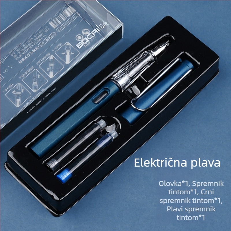 Bočai BC9019 set pisaća u poklon kutiji — za učenike osnovne škole, iridijsko pero, sustav tinte s rotacijom upijanja, model BC9019