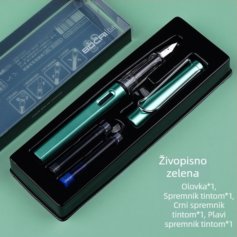 Bočai BC9019 set pisaća u poklon kutiji — za učenike osnovne škole, iridijsko pero, sustav tinte s rotacijom upijanja, model BC9019