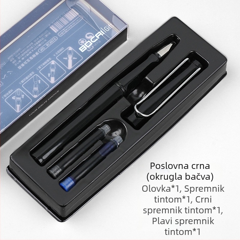 Bočai BC9019 set pisaća u poklon kutiji — za učenike osnovne škole, iridijsko pero, sustav tinte s rotacijom upijanja, model BC9019