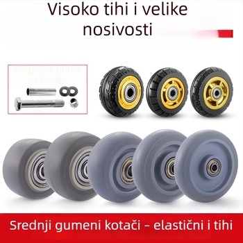 Tiha okretna kotačića od poliuretana, crne, dvostruki ležajevi, promjeri 1,5–5 inča