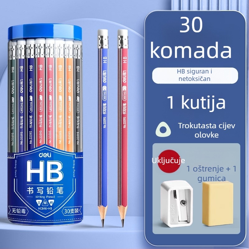 Deli okrugla drvena olovka 2B za vrtić