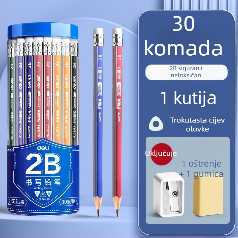 Deli okrugla drvena olovka 2B za vrtić