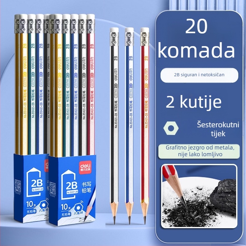 Deli okrugla drvena olovka 2B za vrtić