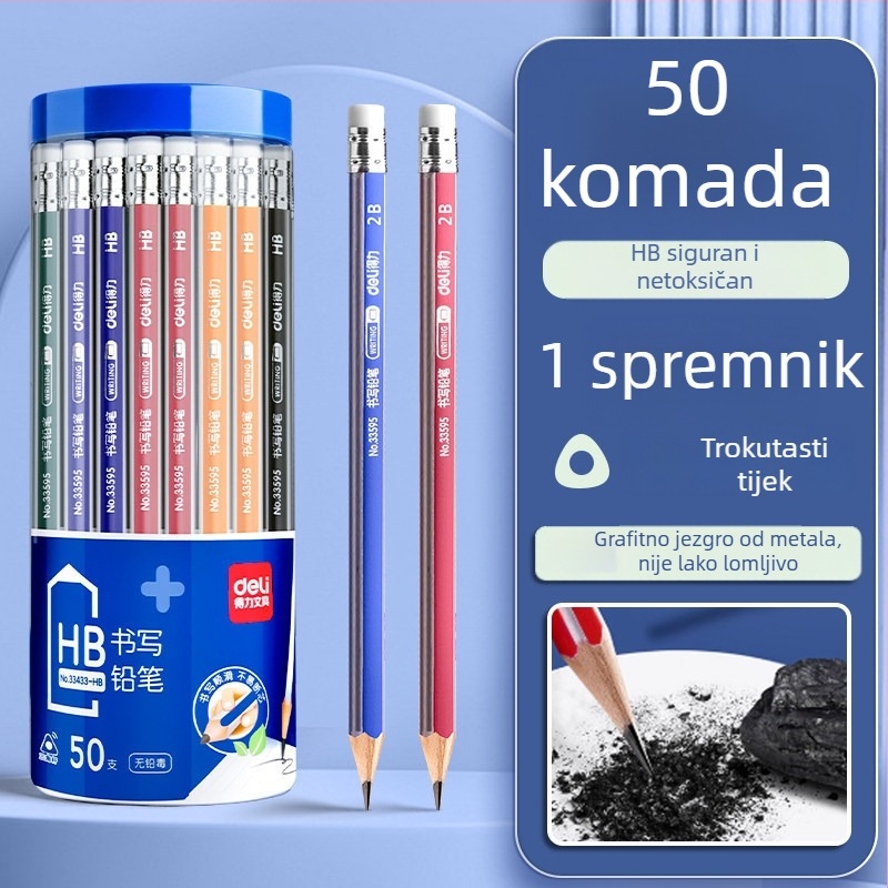 Deli okrugla drvena olovka 2B za vrtić