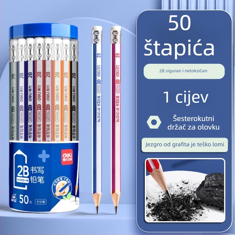 Deli okrugla drvena olovka 2B za vrtić