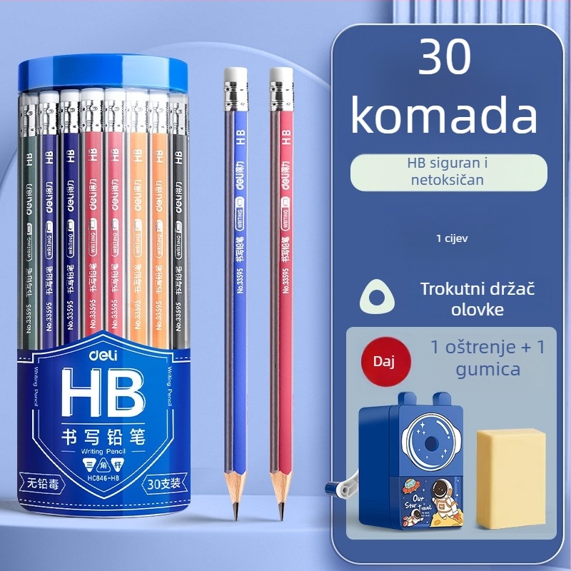 Deli okrugla drvena olovka 2B za vrtić