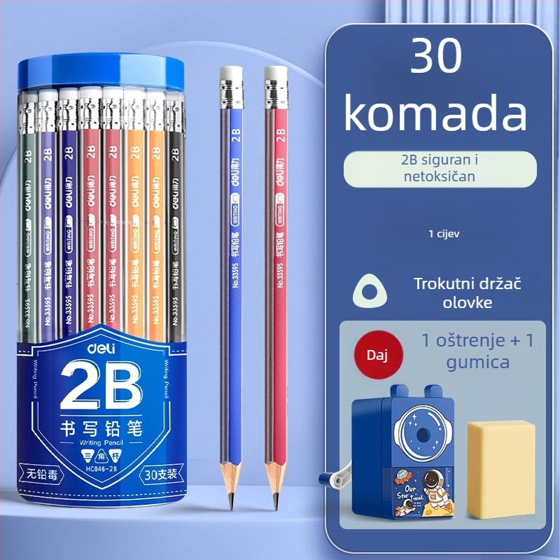 Deli okrugla drvena olovka 2B za vrtić