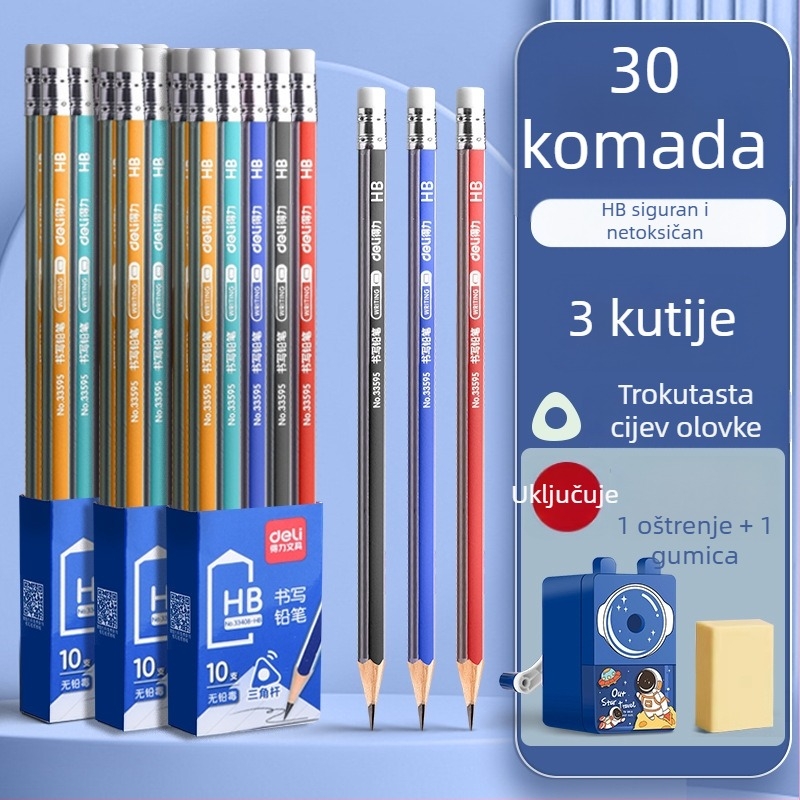 Deli okrugla drvena olovka 2B za vrtić