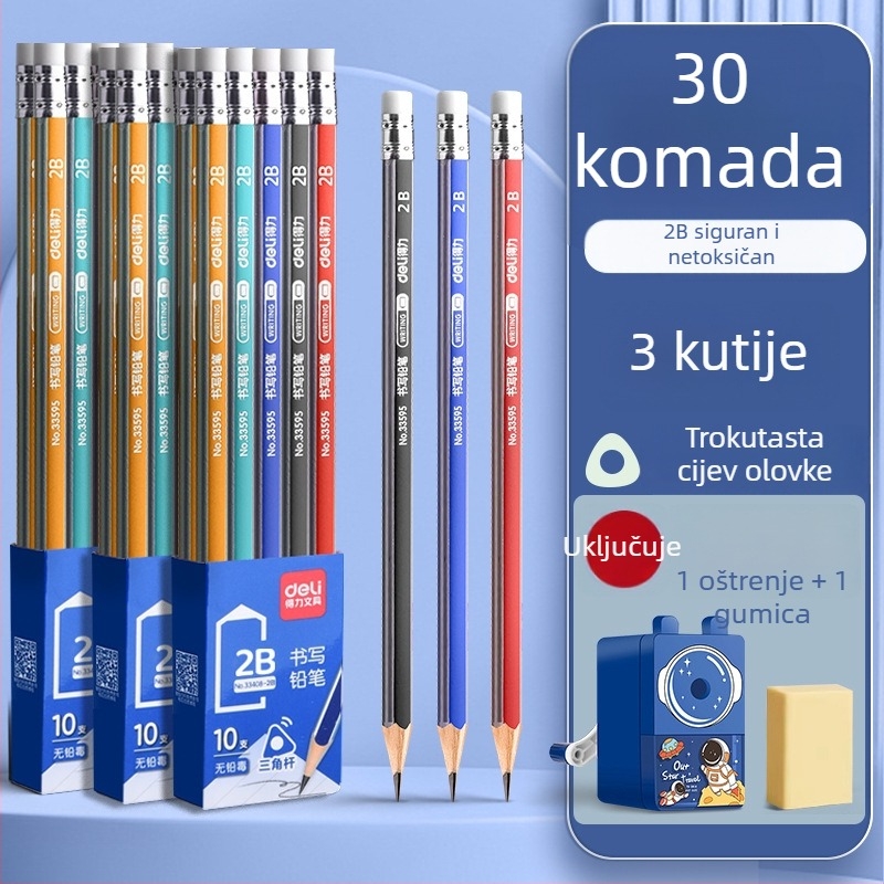 Deli okrugla drvena olovka 2B za vrtić