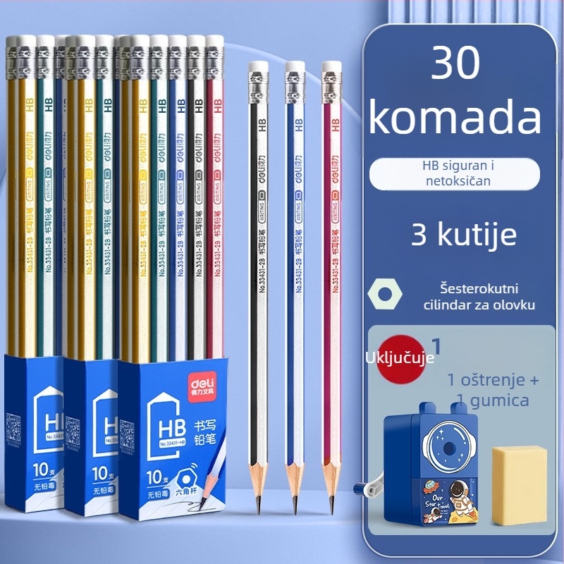 Deli okrugla drvena olovka 2B za vrtić