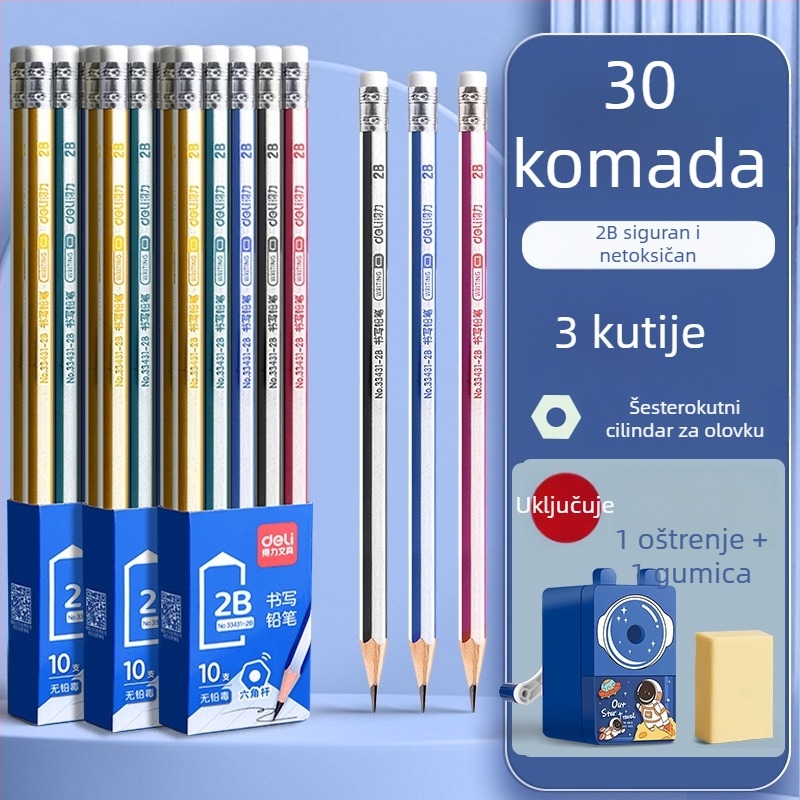 Deli okrugla drvena olovka 2B za vrtić