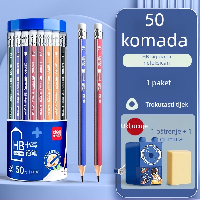 Deli okrugla drvena olovka 2B za vrtić