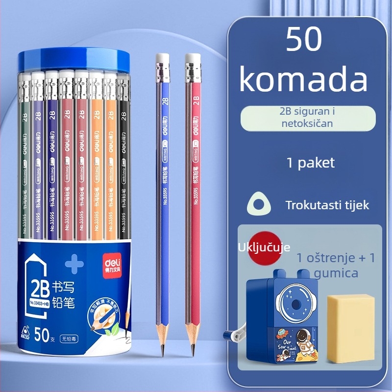 Deli okrugla drvena olovka 2B za vrtić