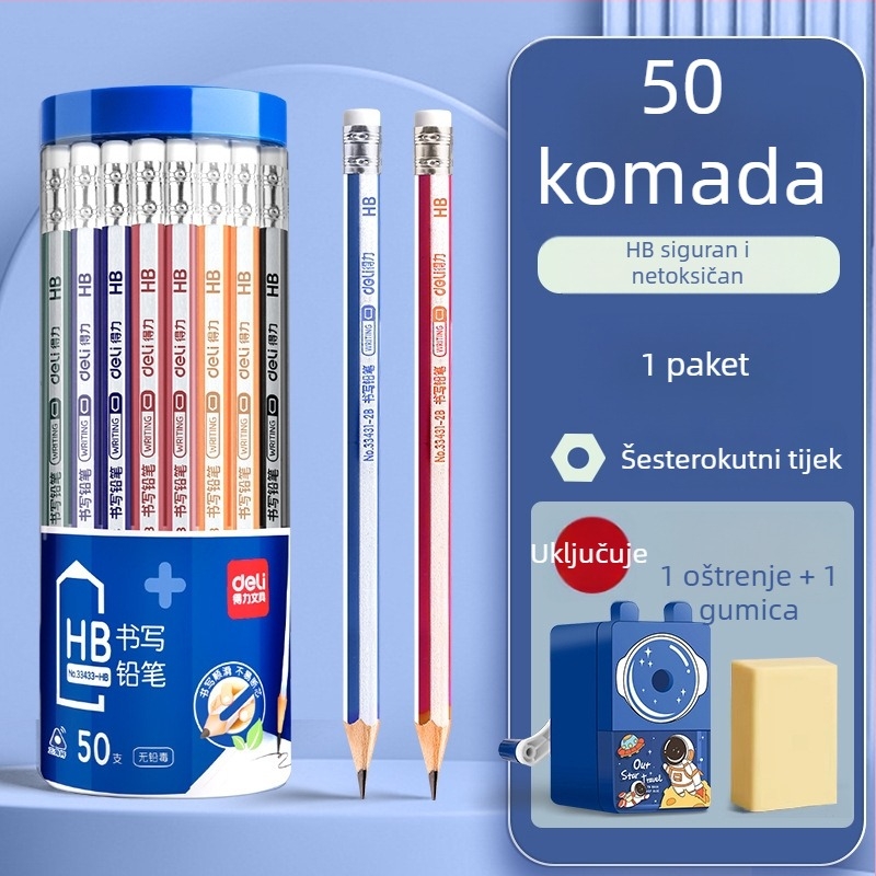 Deli okrugla drvena olovka 2B za vrtić