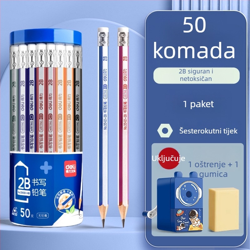 Deli okrugla drvena olovka 2B za vrtić