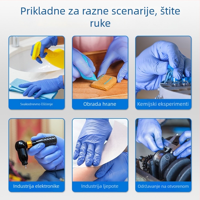 Jednokratne nitril rukavice, otporne na rezanje, za hotelsku ugostiteljstvo, industrijsku proizvodnju, laboratorije i kozmetičke salone – težina 420-522