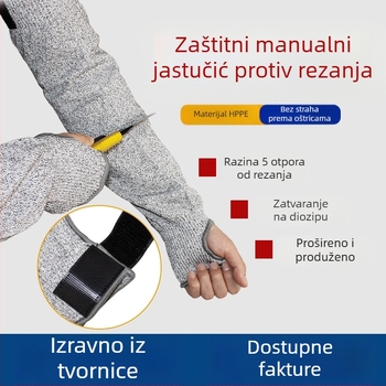 HPPE zaštitnik podlaktice, razina 5, otporan na rezanje i habanje, za obradu stakla i metala