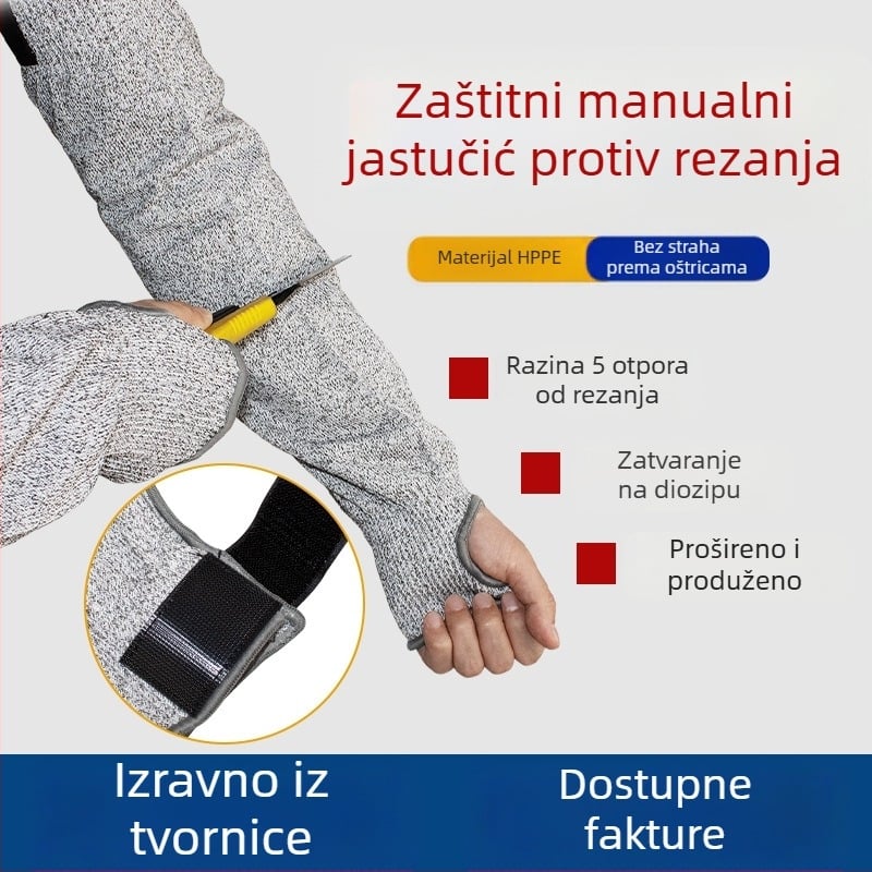HPPE zaštitnik podlaktice, razina 5, otporan na rezanje i habanje, za obradu stakla i metala