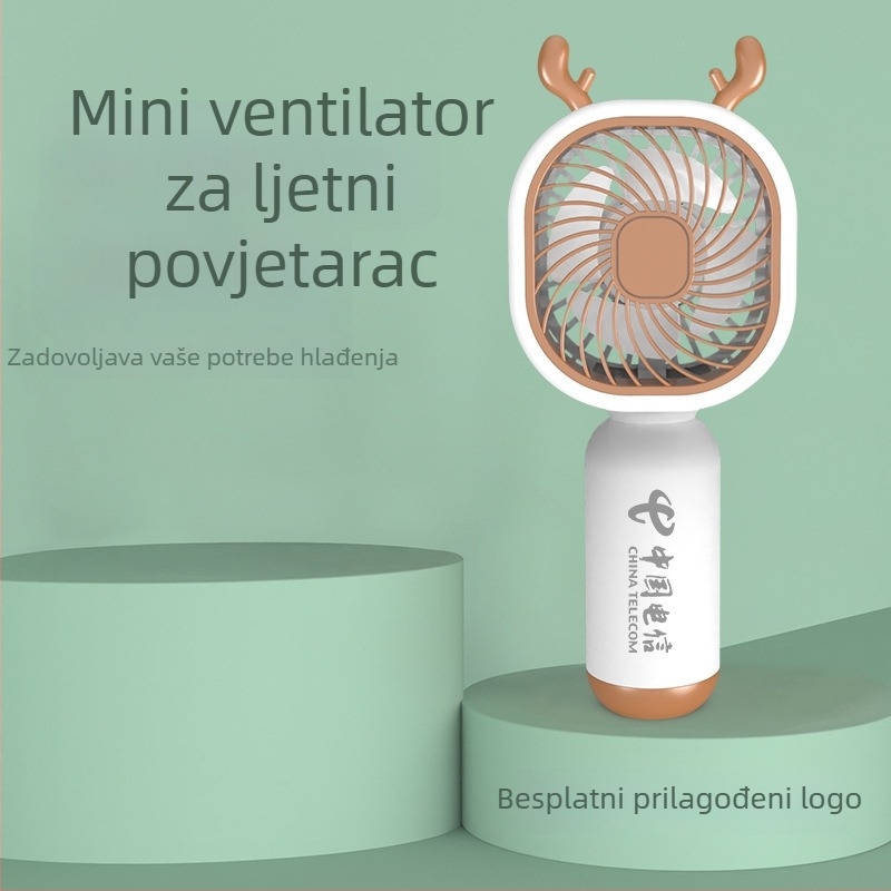 Mini stolni ventilator – ručni, stil nacionalnog trenda; plastično kućište; mogućnost prilagodbe; pogodan za studente, putovanja, službena putovanja i ured; višenamjenski.