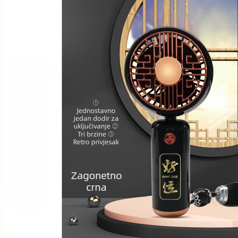 Mini stolni ventilator – ručni, stil nacionalnog trenda; plastično kućište; mogućnost prilagodbe; pogodan za studente, putovanja, službena putovanja i ured; višenamjenski.