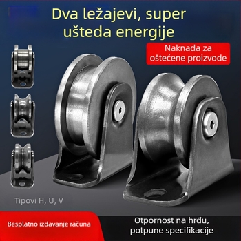 Kutni kotač za klizna vrata — metalni, teški, s V-, H- i U-oblikovanim kotačima i vodičkim žljebom