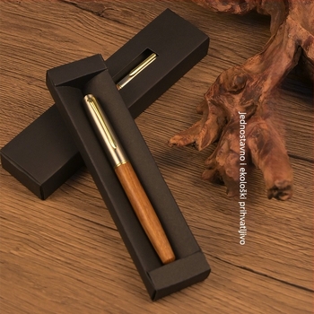 Fountain pen BY869 s korpusom od sandalovog drveta, iridijsko pero, dvostruki sustav mastila (kartica ili apsorber), prilagođeni logotip u kutiji za poklon