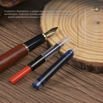 Fountain pen BY869 s korpusom od sandalovog drveta, iridijsko pero, dvostruki sustav mastila (kartica ili apsorber), prilagođeni logotip u kutiji za poklon