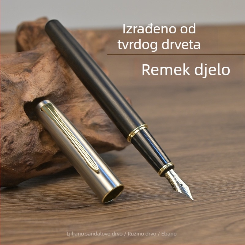 Fountain pen BY869 s korpusom od sandalovog drveta, iridijsko pero, dvostruki sustav mastila (kartica ili apsorber), prilagođeni logotip u kutiji za poklon