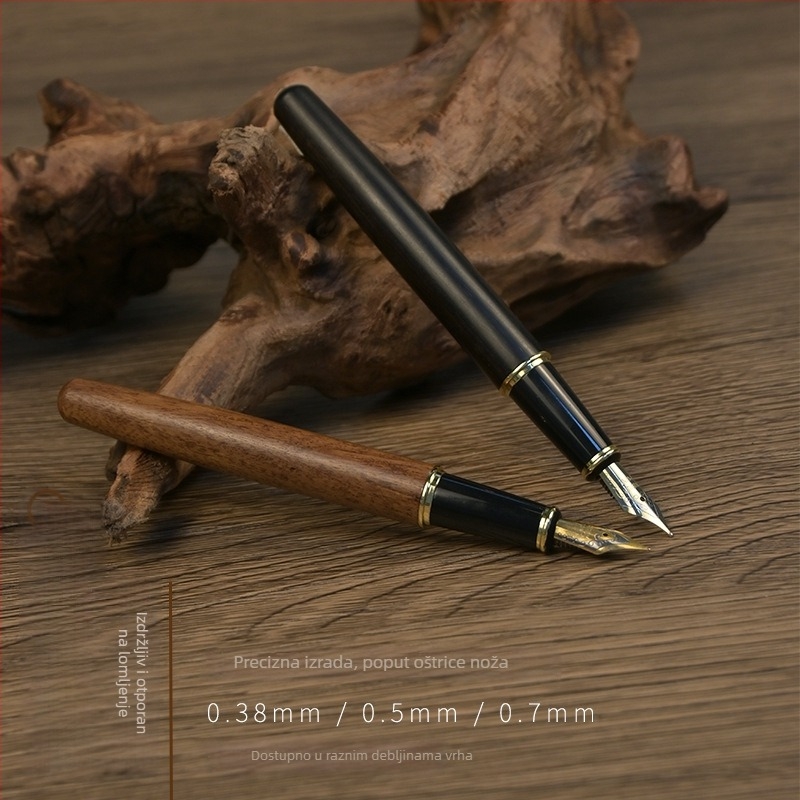 Fountain pen BY869 s korpusom od sandalovog drveta, iridijsko pero, dvostruki sustav mastila (kartica ili apsorber), prilagođeni logotip u kutiji za poklon