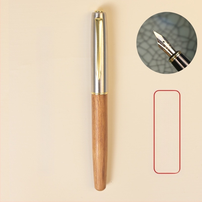 Fountain pen BY869 s korpusom od sandalovog drveta, iridijsko pero, dvostruki sustav mastila (kartica ili apsorber), prilagođeni logotip u kutiji za poklon