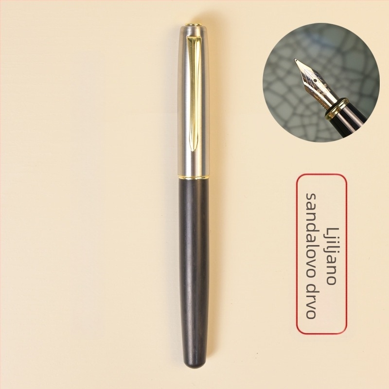 Fountain pen BY869 s korpusom od sandalovog drveta, iridijsko pero, dvostruki sustav mastila (kartica ili apsorber), prilagođeni logotip u kutiji za poklon